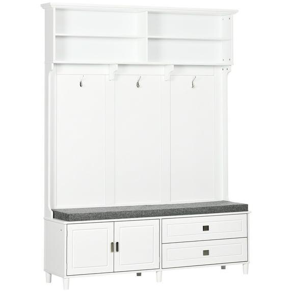 HomCom Hall Tree 78.25'' Wide with Bench and Shoe Storage
