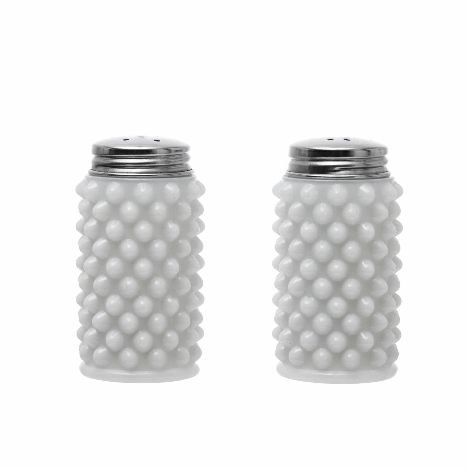 White Hobnail Milk Glass Salt and Pepper Shakers, Set of 2