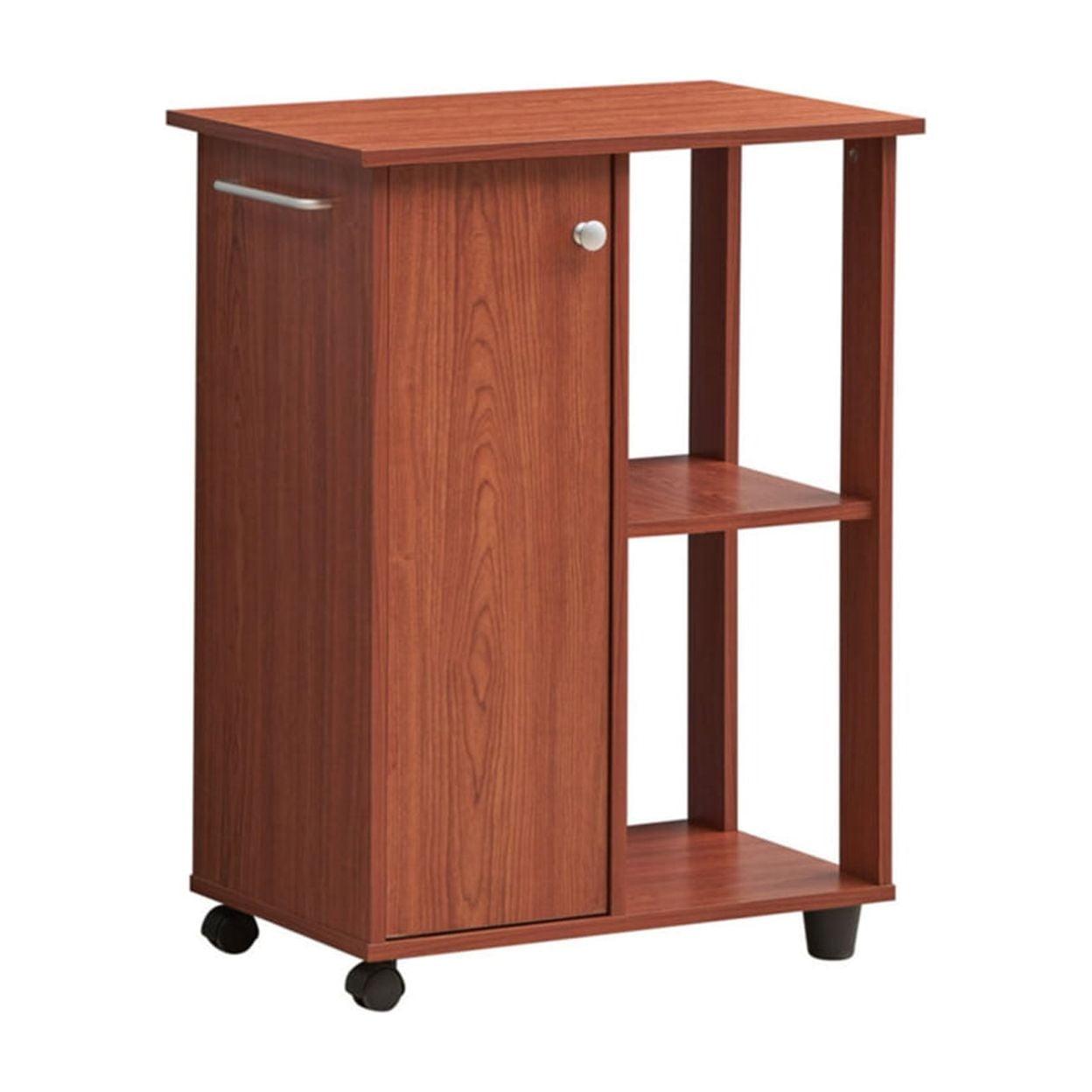 Cherry Wood Kitchen Cart with Open Shelves and Cabinet