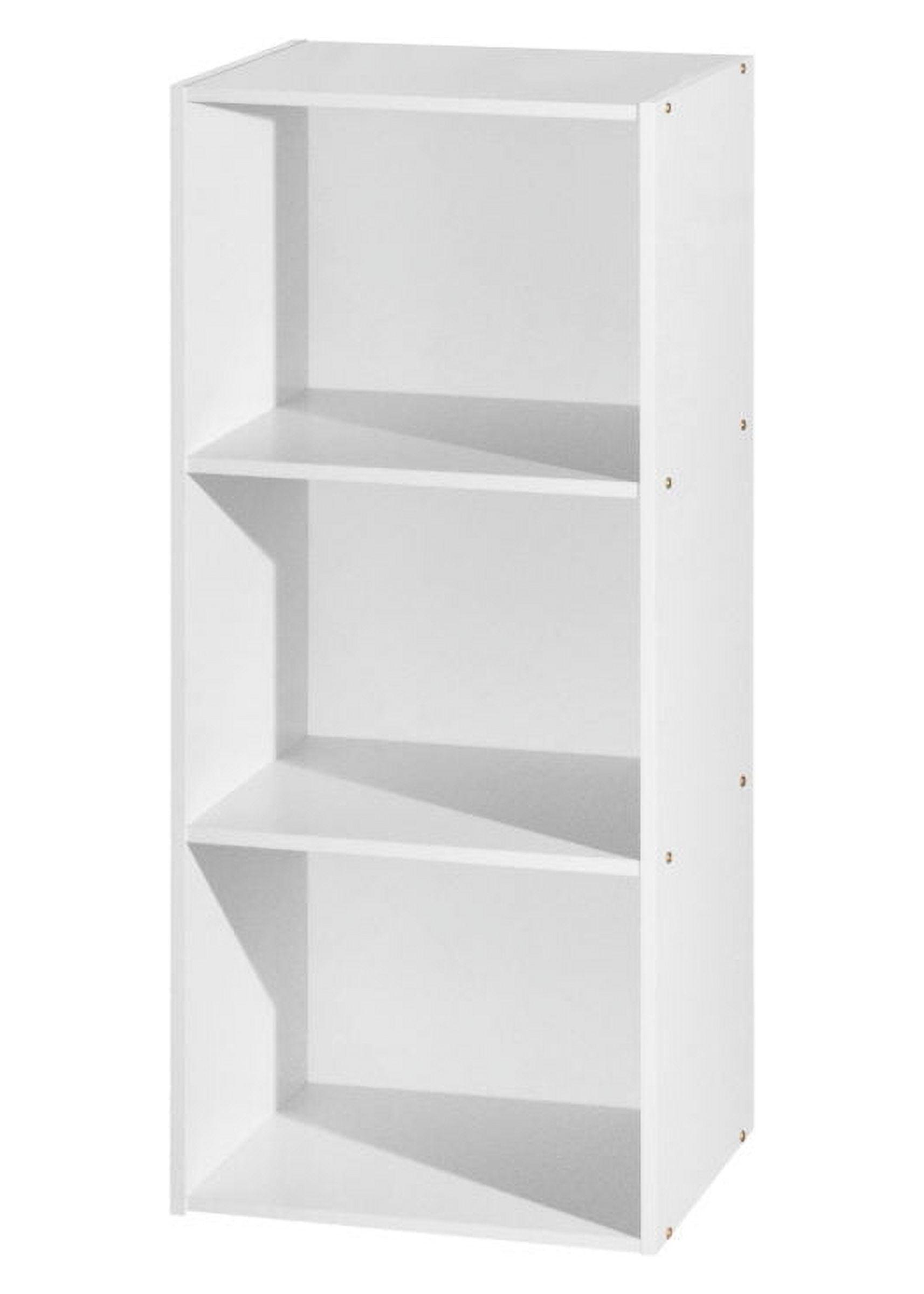 Versatile White Wood 3-Shelf Bookcase for Kids and Office