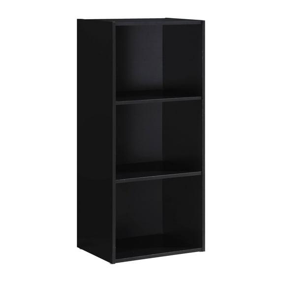 Hodedah HID23 High Quality 3 Shelf Home, Office, and School Organization Storage 35.70 Inch Tall Slim Bookcase Cabinets to Display Decor, Black