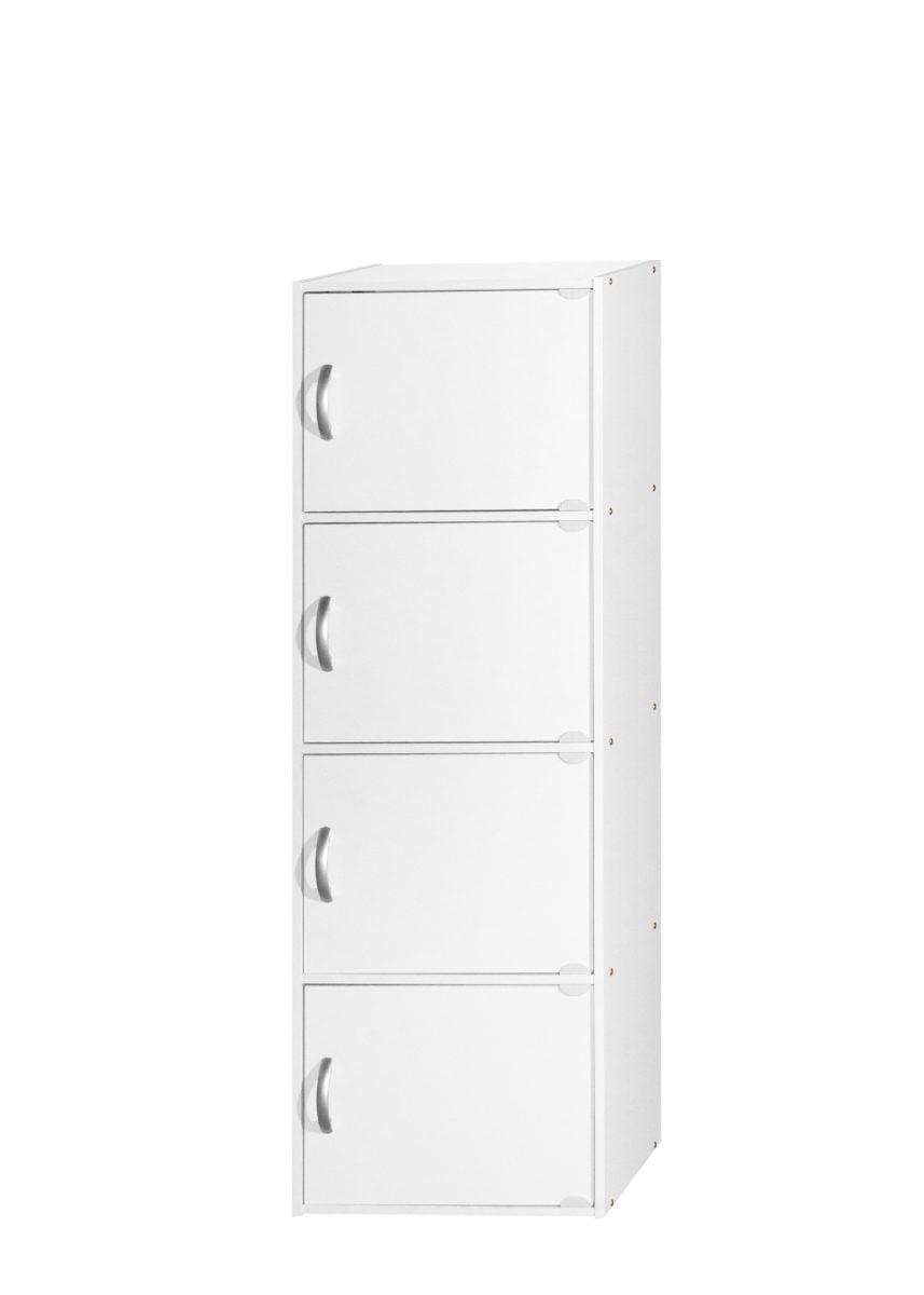 Sleek White 4-Door Multipurpose Storage Cabinet