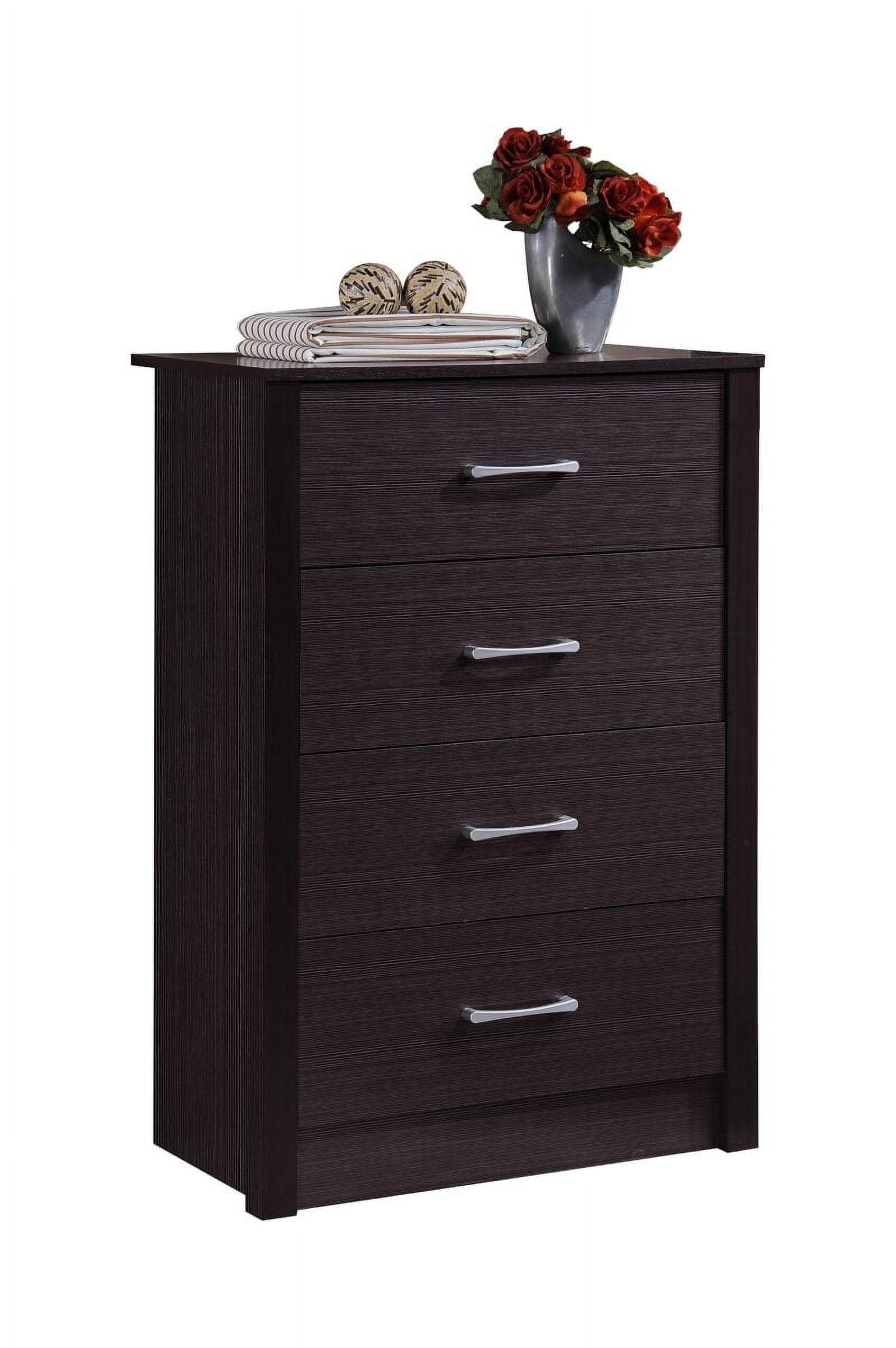 Hodedah 4-Drawer Chest in Chocolate