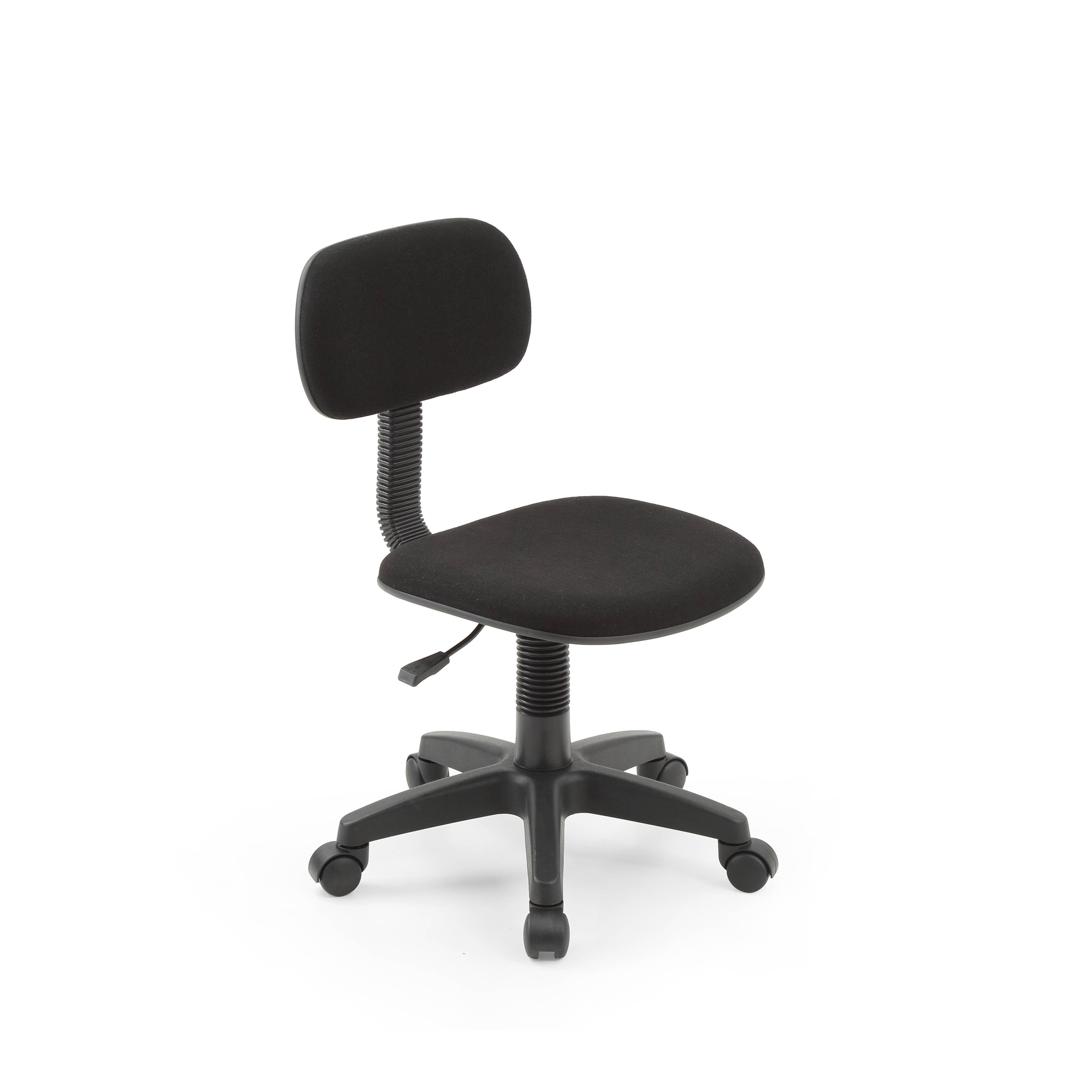 Hodedah Armless Adjustable Swivel Task Chair with Casters, Black