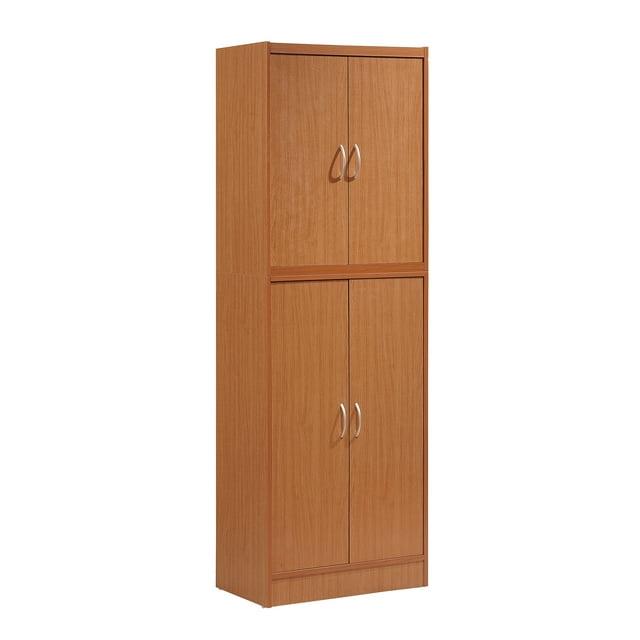 Hodedah Dining Room Storage 4 Door Kitchen Pantry China Cabinet, Cherry
