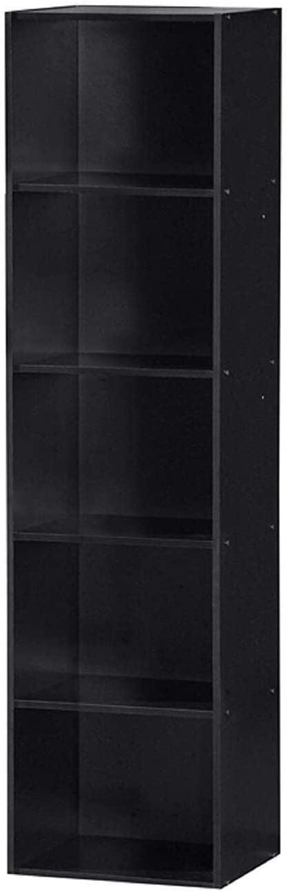 Kids' Playful Cube Organizer Bookcase with Doors - Black Wood