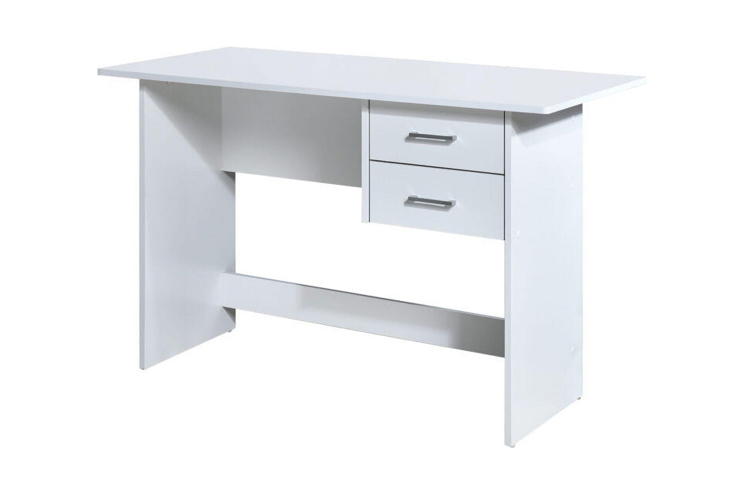 White Engineered Wood Writing Desk with Two Drawers