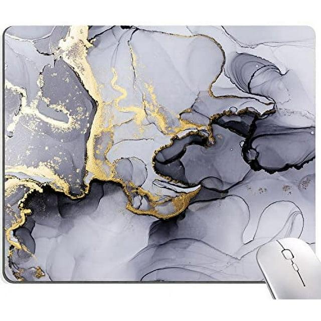 Hokafenle Gray Gold Black Marble Mouse Pad, Gaming Mouse Mat with Custom Design, Non-Slip Rubber Base Mousepad, Waterproof Office Mouse Pads, Desktop White Ink Marble 9.5 x 7.9 Inch