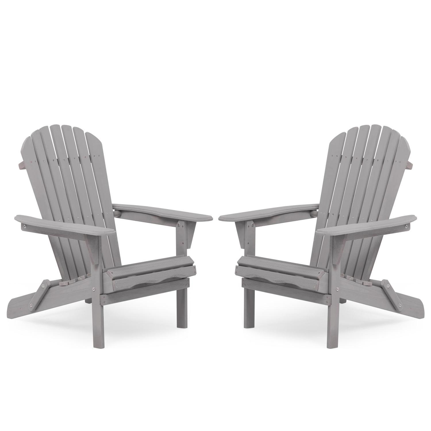 Triple Tree Wood Adirondack Folding Chairs - Set of 2, Gray