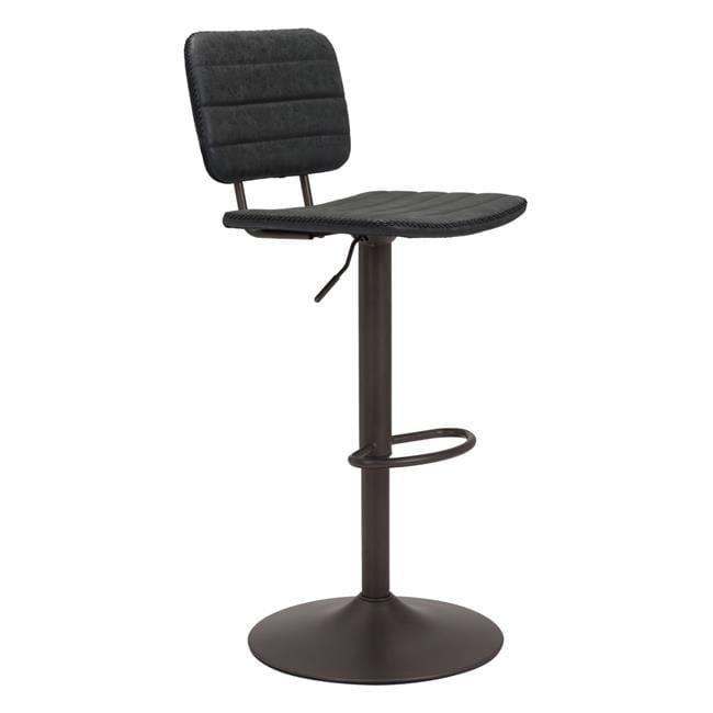 Adjustable Vintage Black Faux Leather Bar Stool