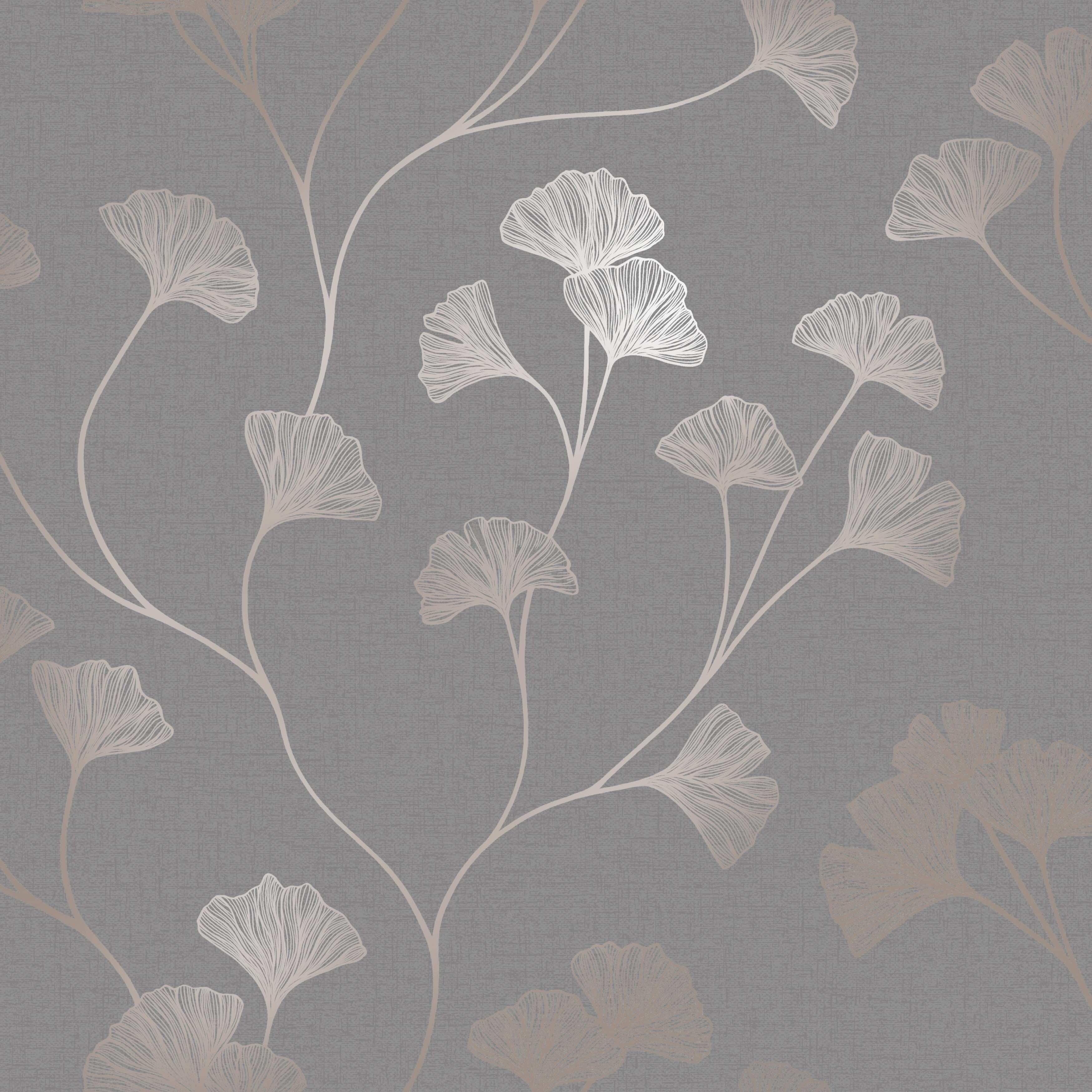 Holden Glistening Ginkgo Leaf Non-Pasted Wallpaper 396in x 20.8in Grey