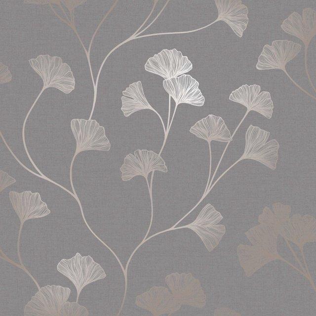 Holden Glistening Ginkgo Leaf Non-Pasted Wallpaper 396in x 20.8in Grey