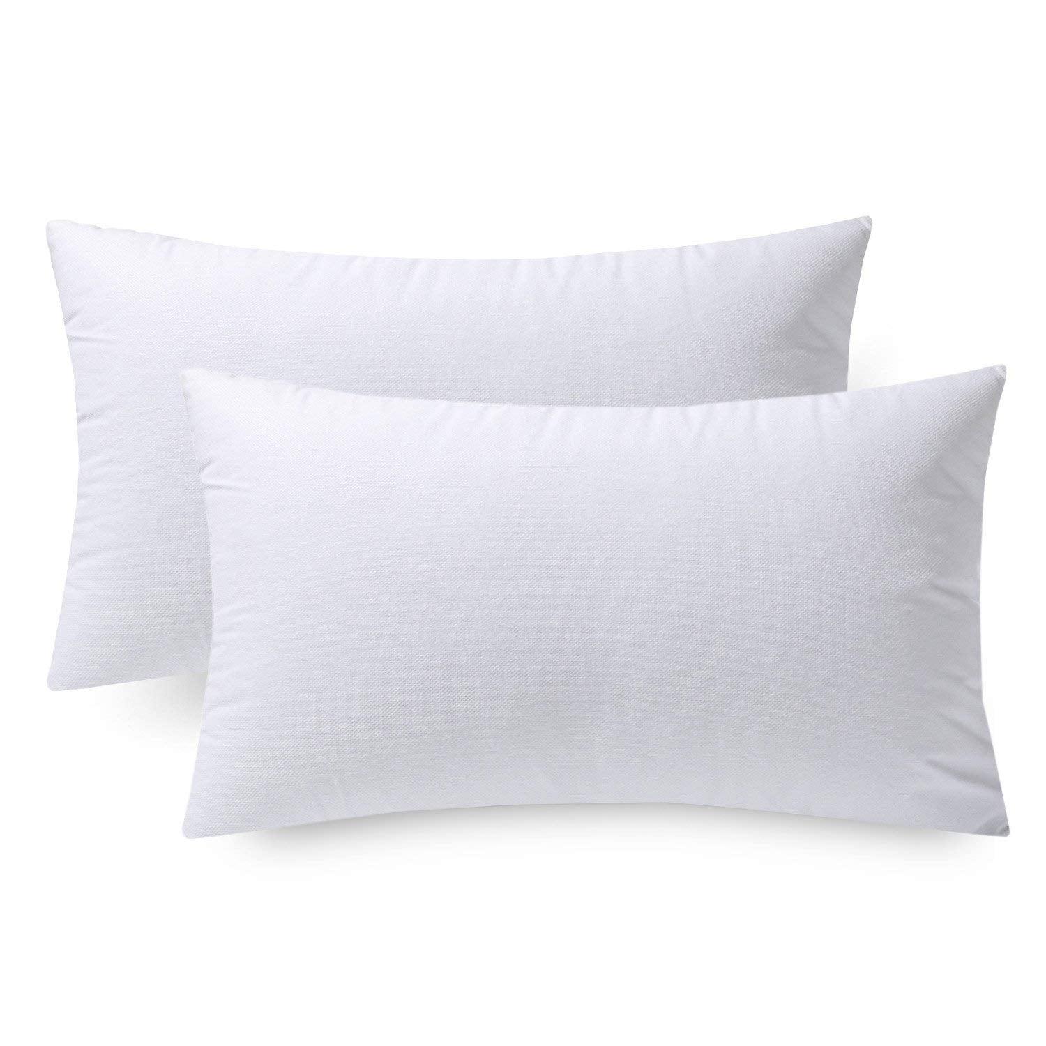 White Hypoallergenic Microfiber Pillow Inserts, 12" x 20", Set of 2