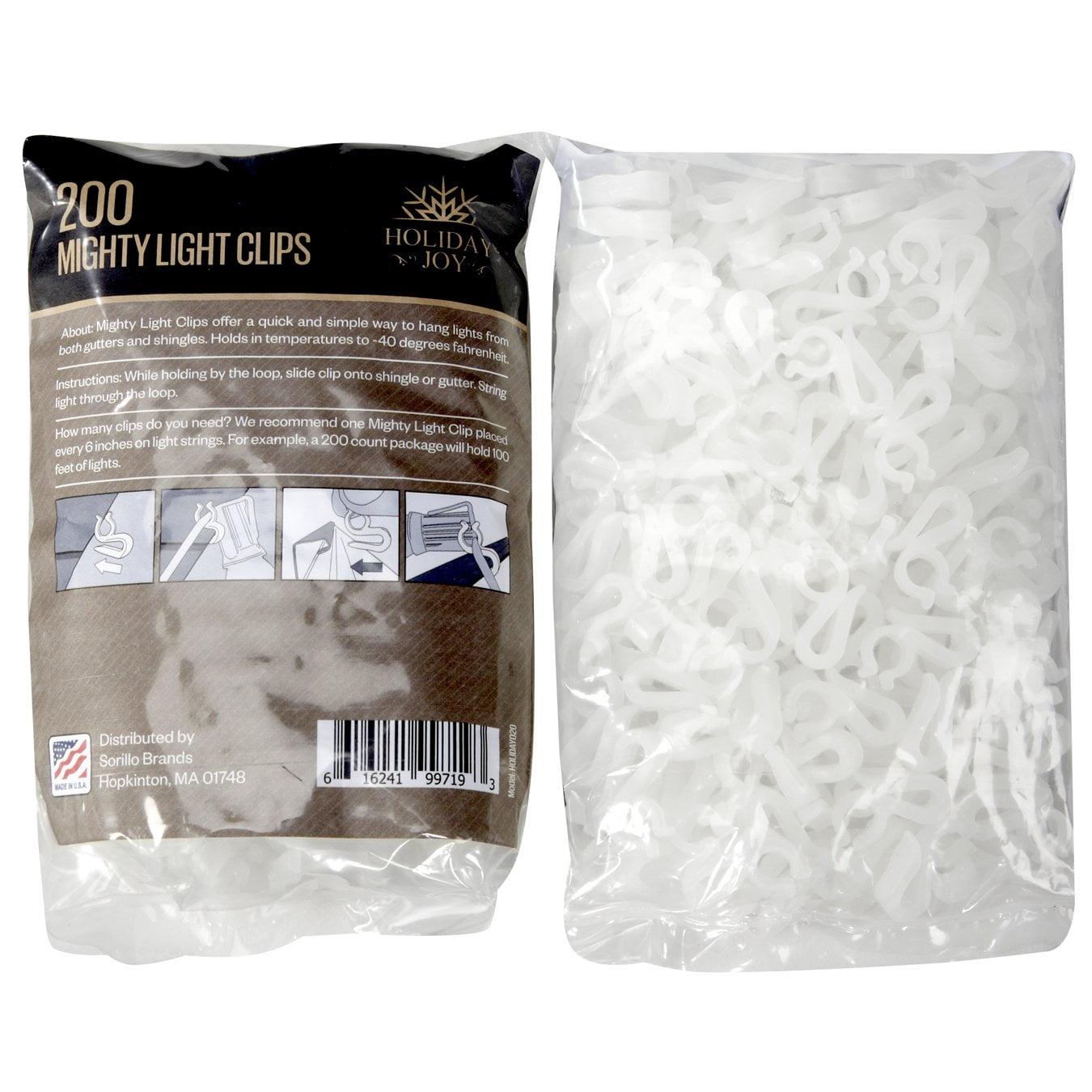 Holiday Joy 200-Pack White Mighty Light Clips for Christmas Lights