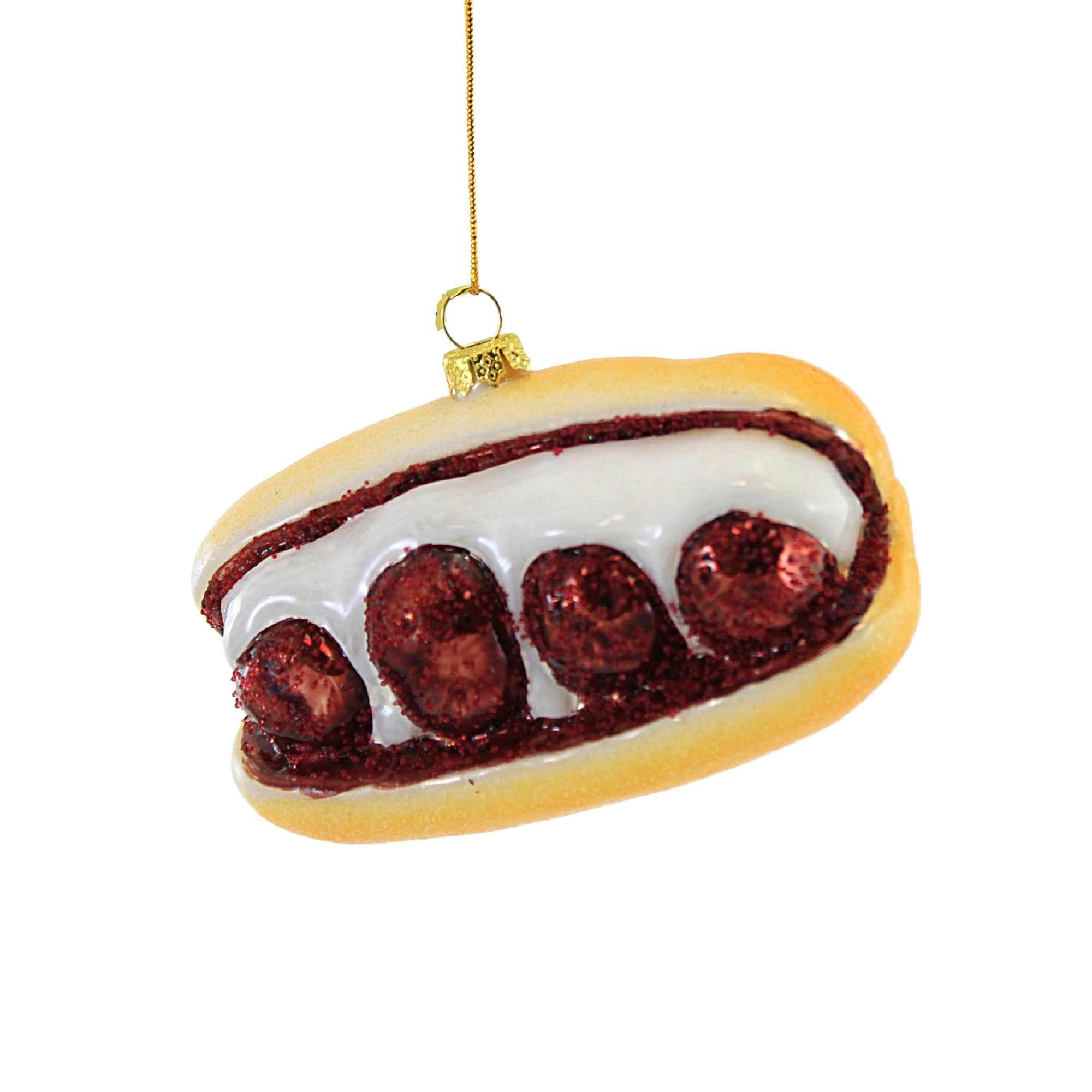 Handcrafted Glass Meatball Parm Sandwich Ornament