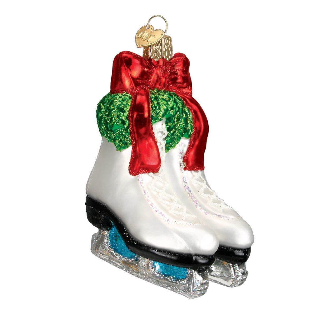 Handcrafted Glass Holiday Skates Christmas Ornament