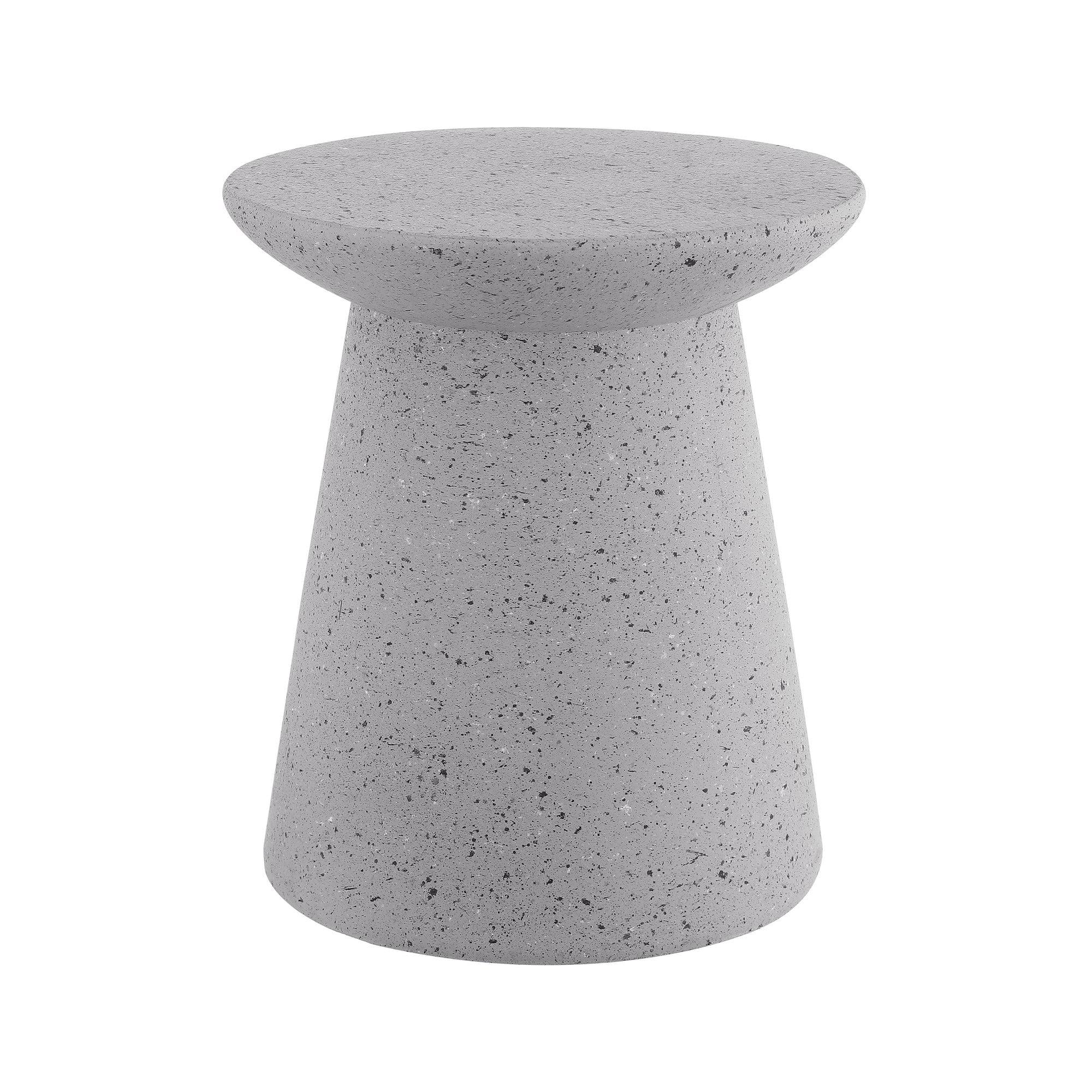 Hollie 18" Minimalist Modern Drum Accent Table Pedestal, Gray Terrazzo Finish - JONATHAN Y