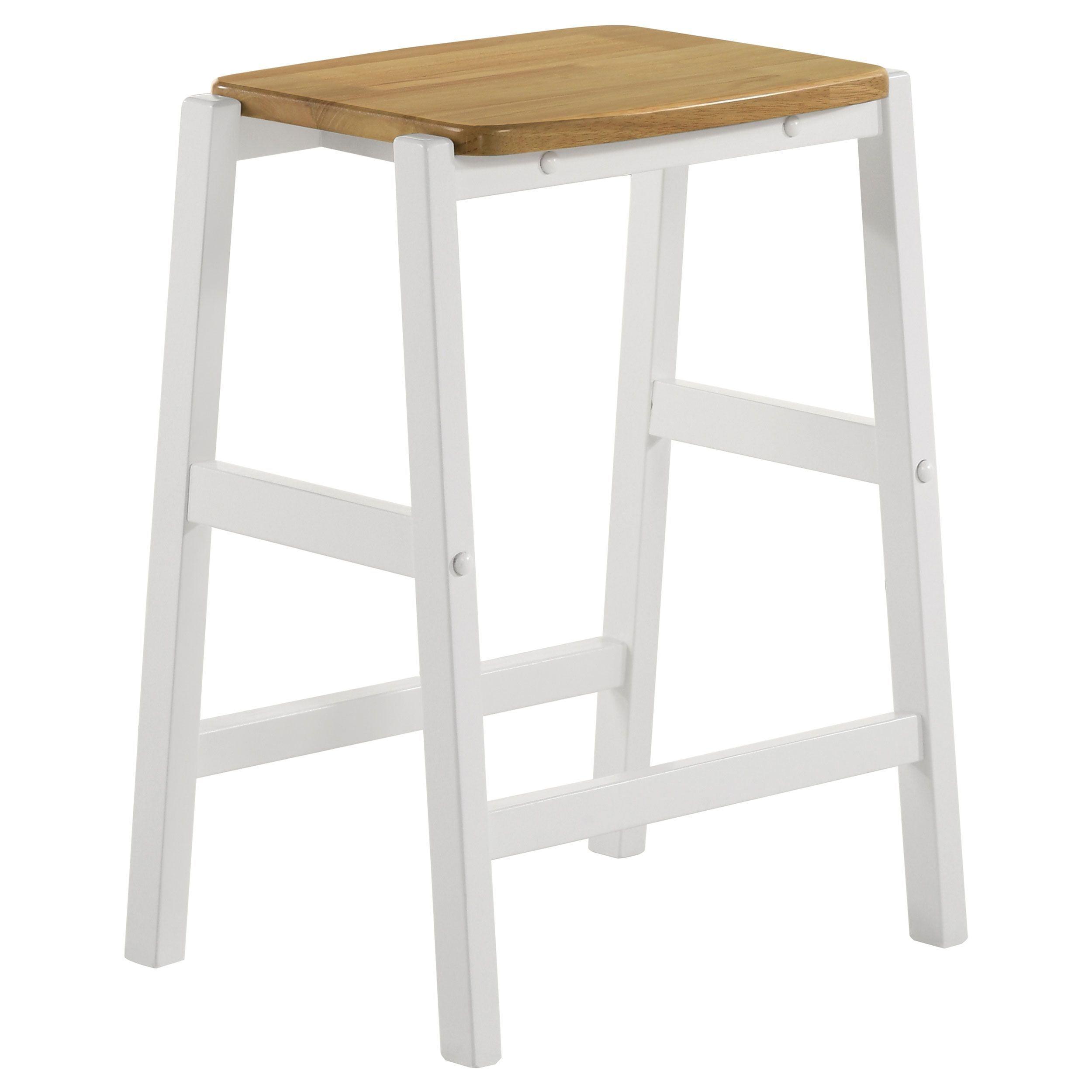 Hollis Brown and White Wood Backless Counter Stools, Set of 2