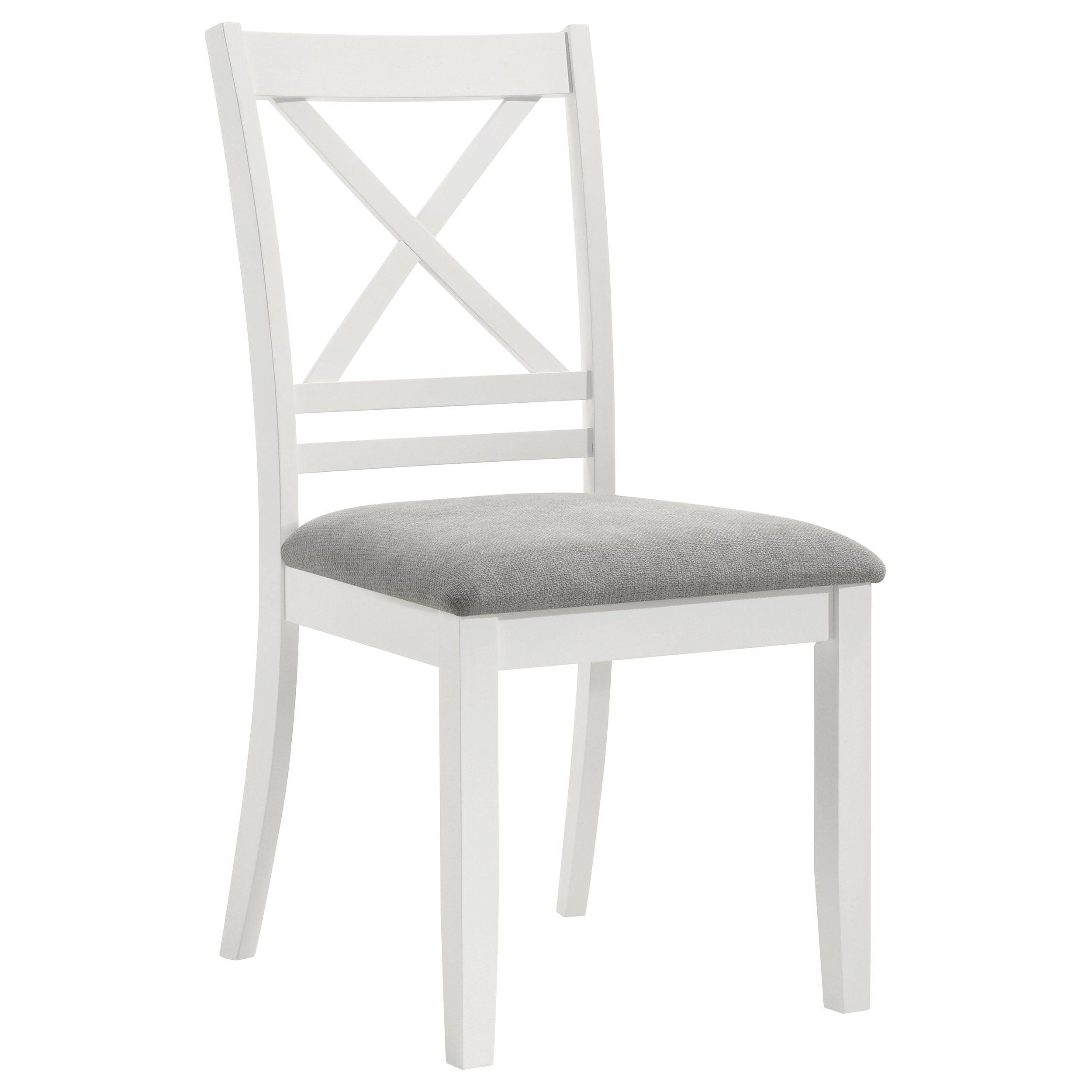 Gray Upholstered Cross Back Coastal Side Chair