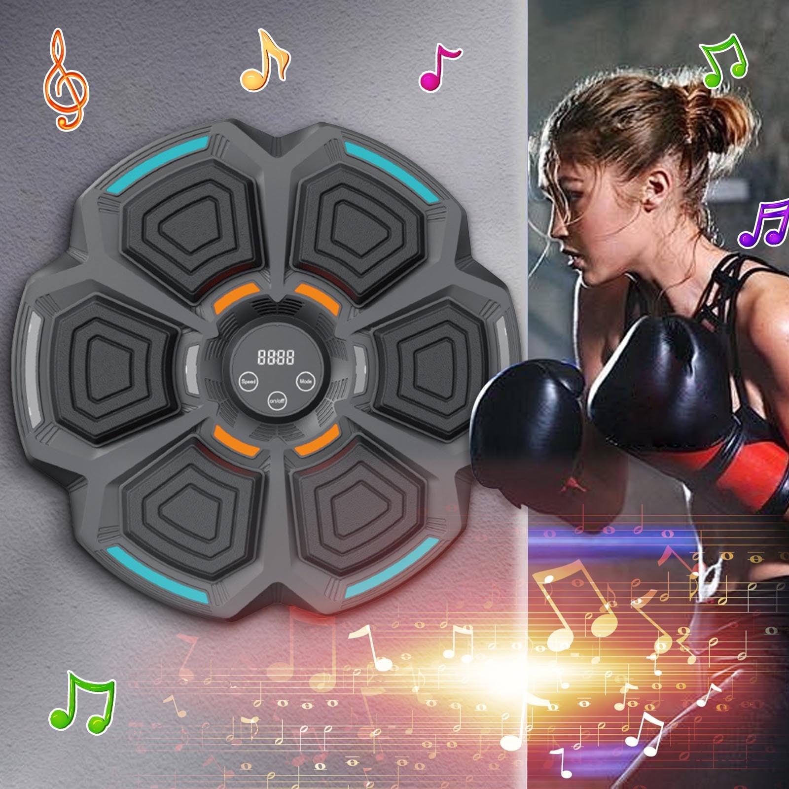 Music Boxing Machine for Adults : Smart Bluetooth Wall Mounted Punching Trainer with Gloves - Interactive Boxing Target - Workout Boxing Equipment for Home Gym Office