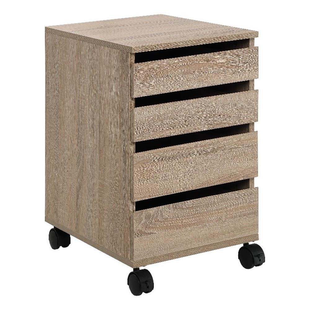 Holly River Oak 4-Drawer Mobile Storage Cart