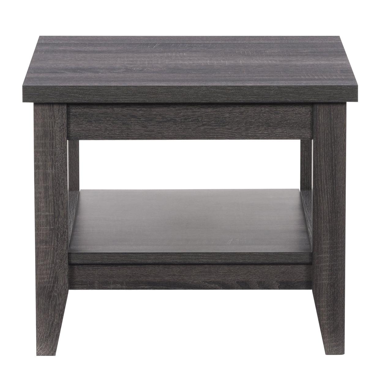 Hollywood Side Table with Shelf Dark Gray - CorLiving: Laminated MDF, Modern Design, Fixed Storage Shelf