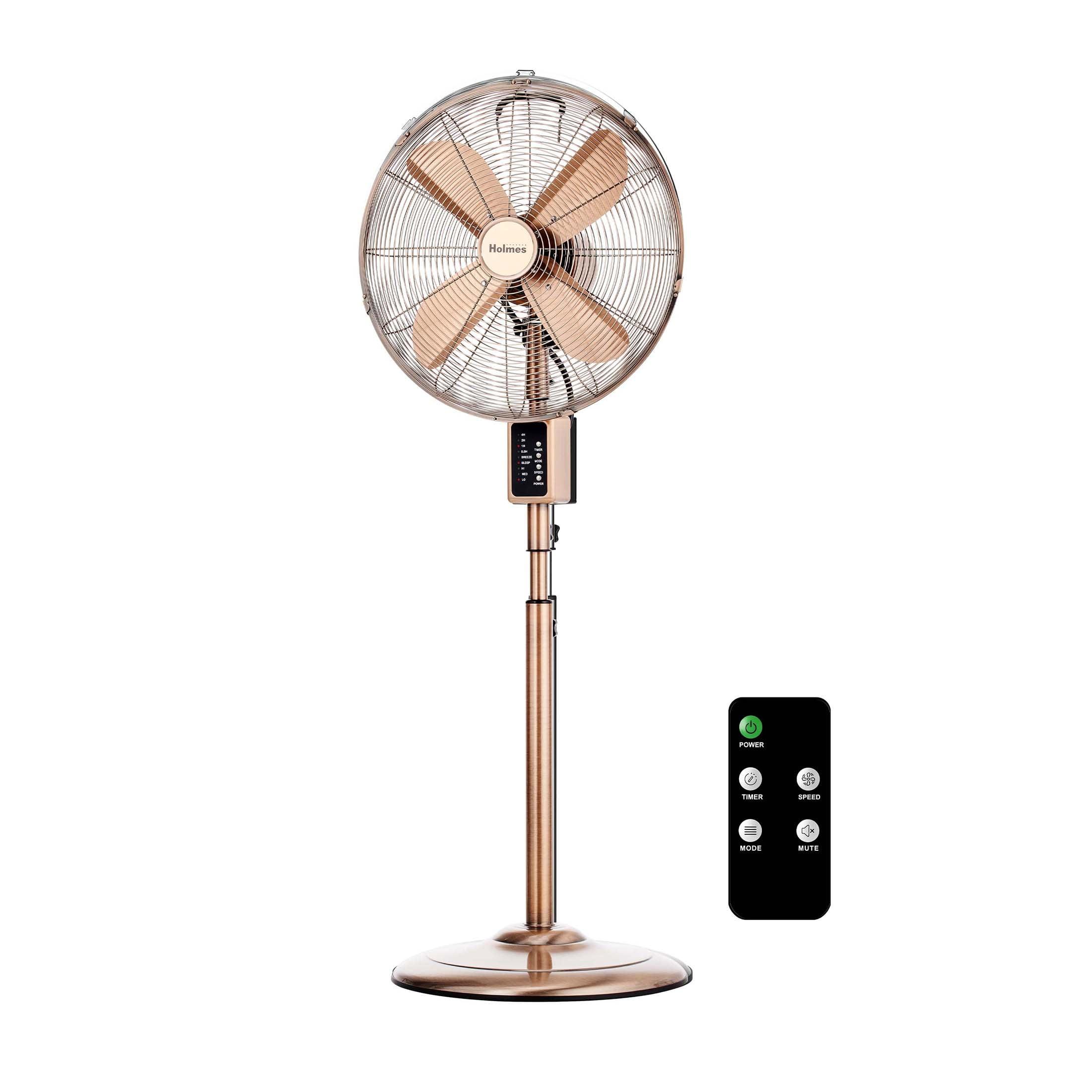 Holmes 16" Digital Oscillating 3-Speed Metal Stand Fan with Remote Control Copper