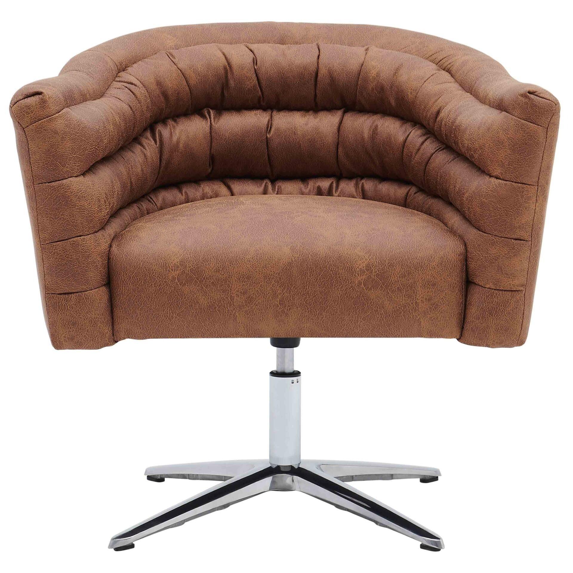 Devore Cocoa Faux Leather 30'' Swivel Accent Chair