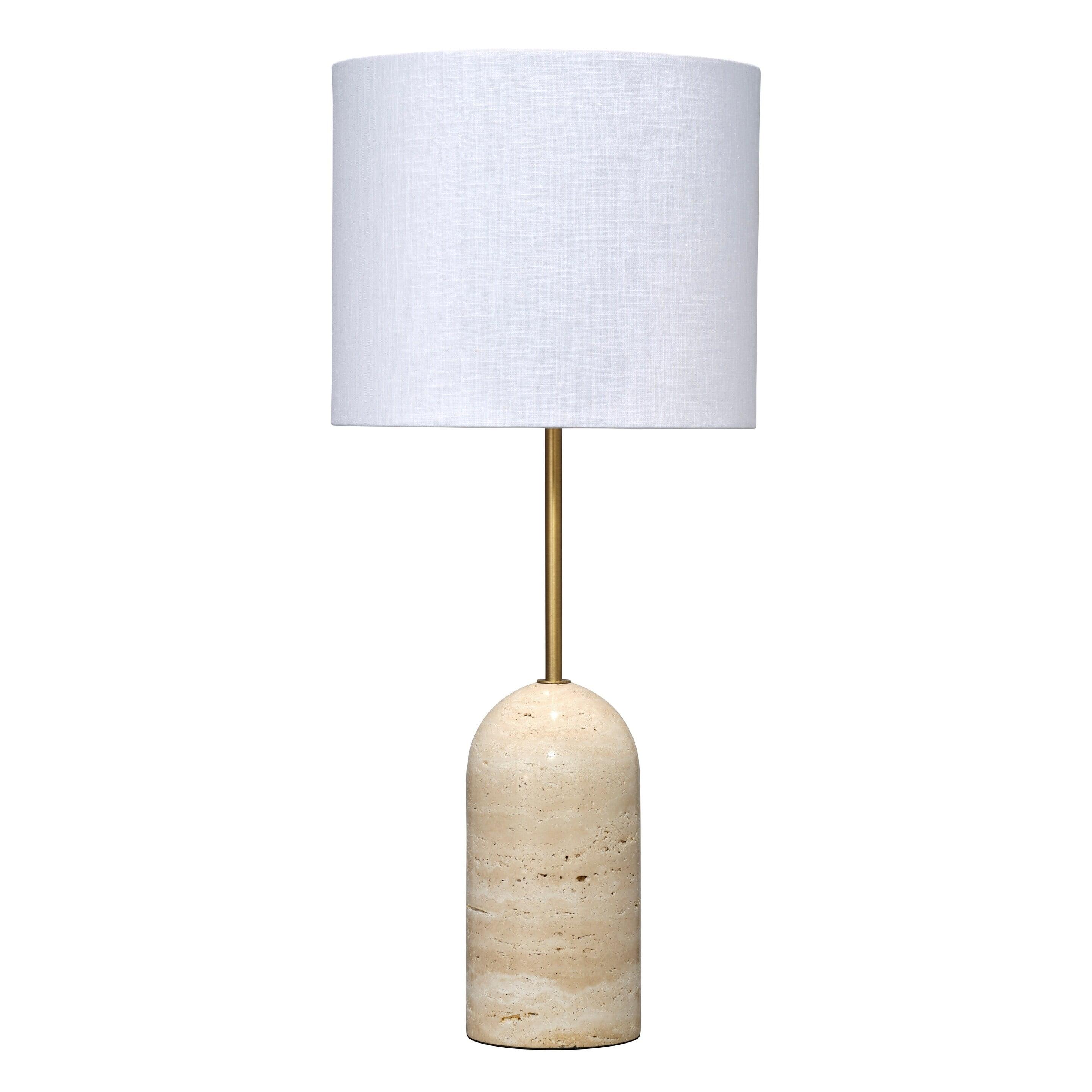 Jamie Young Holt Travertine Table Lamp with Linen Shade