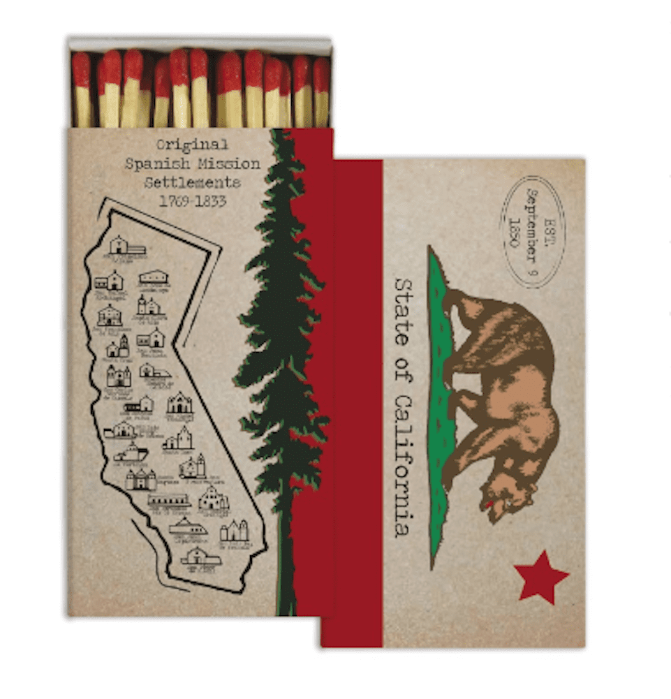 California State Decorative Match Box Set with Red Tips