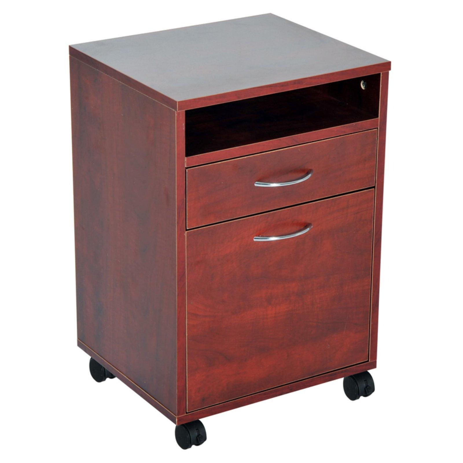 HOMCOM Mobile Storage Cabinet Organizer with Drawer and Cabinet, Printer Stand with Castors, Brown