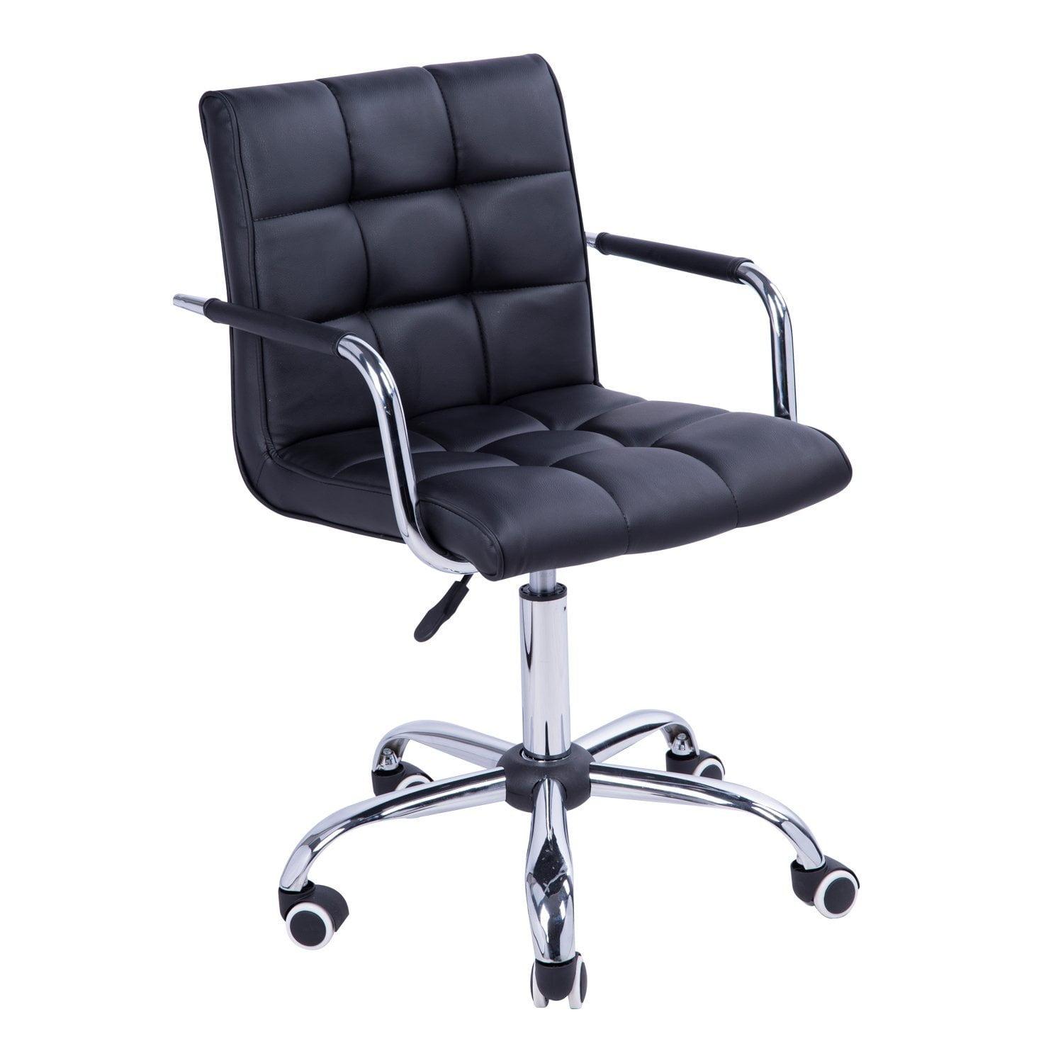 Black Tufted Leather Swivel Executive Office Chair