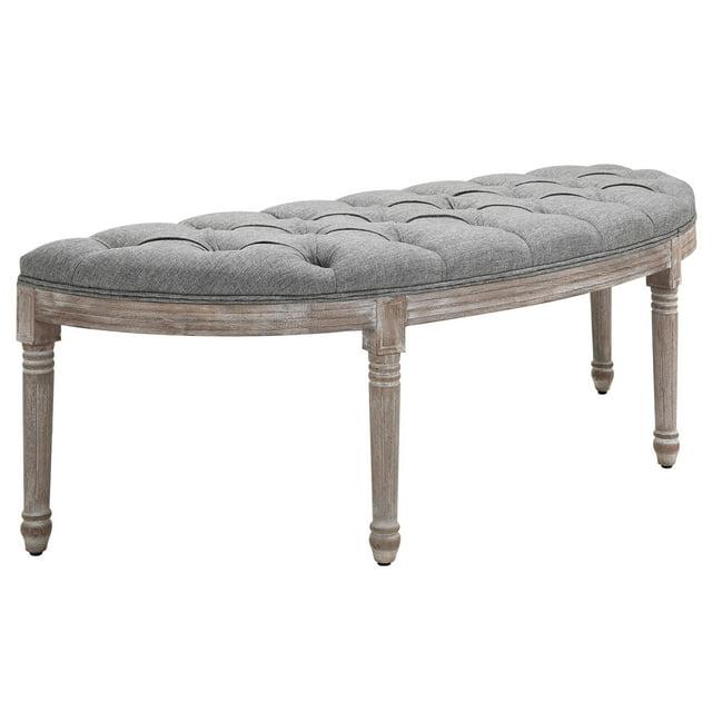 HomCom Upholstered & Tufted Bench, Grey