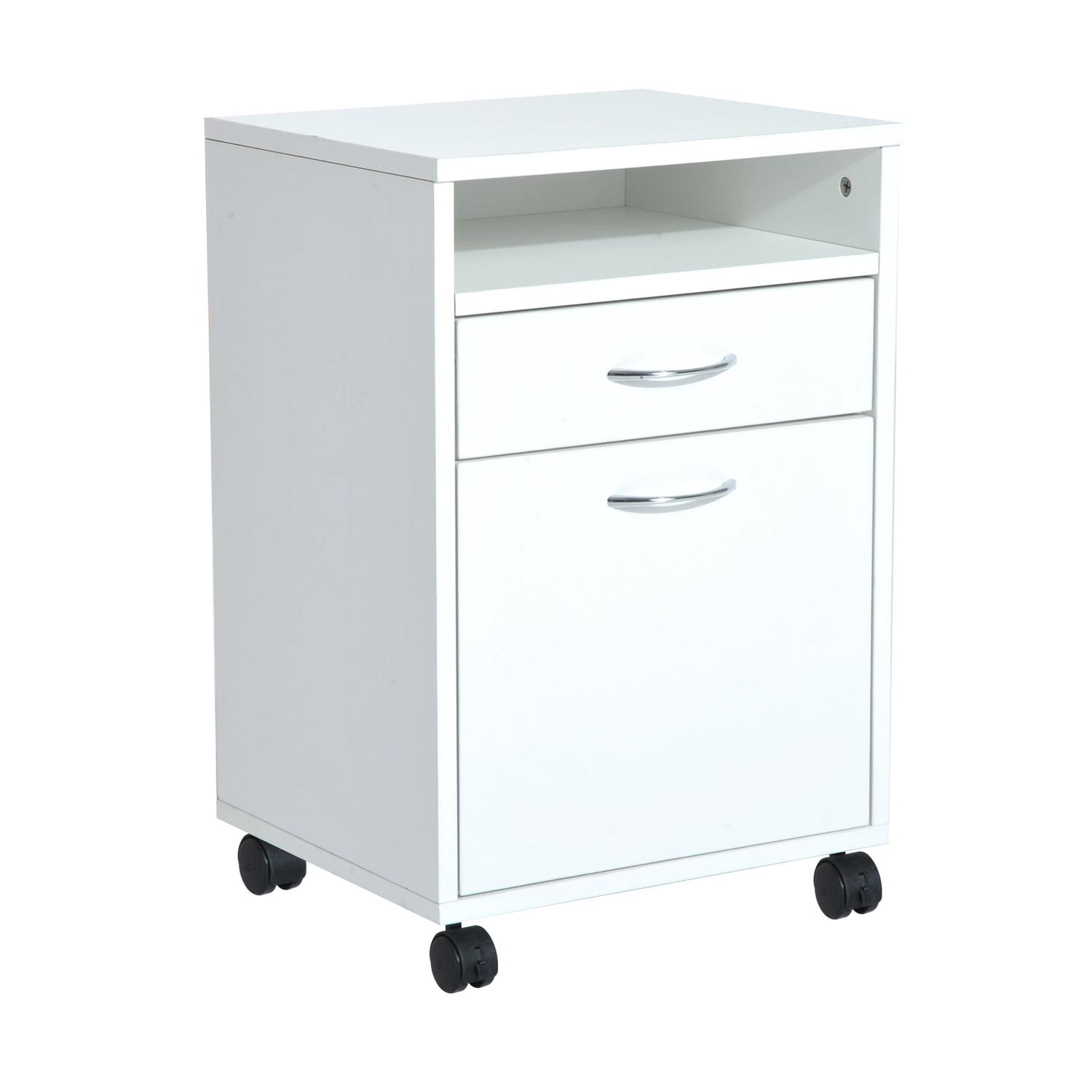 Latitude Run® Mobile Storage Cabinet Organizer with Drawer and Cabinet, Printer Stand with Castors
