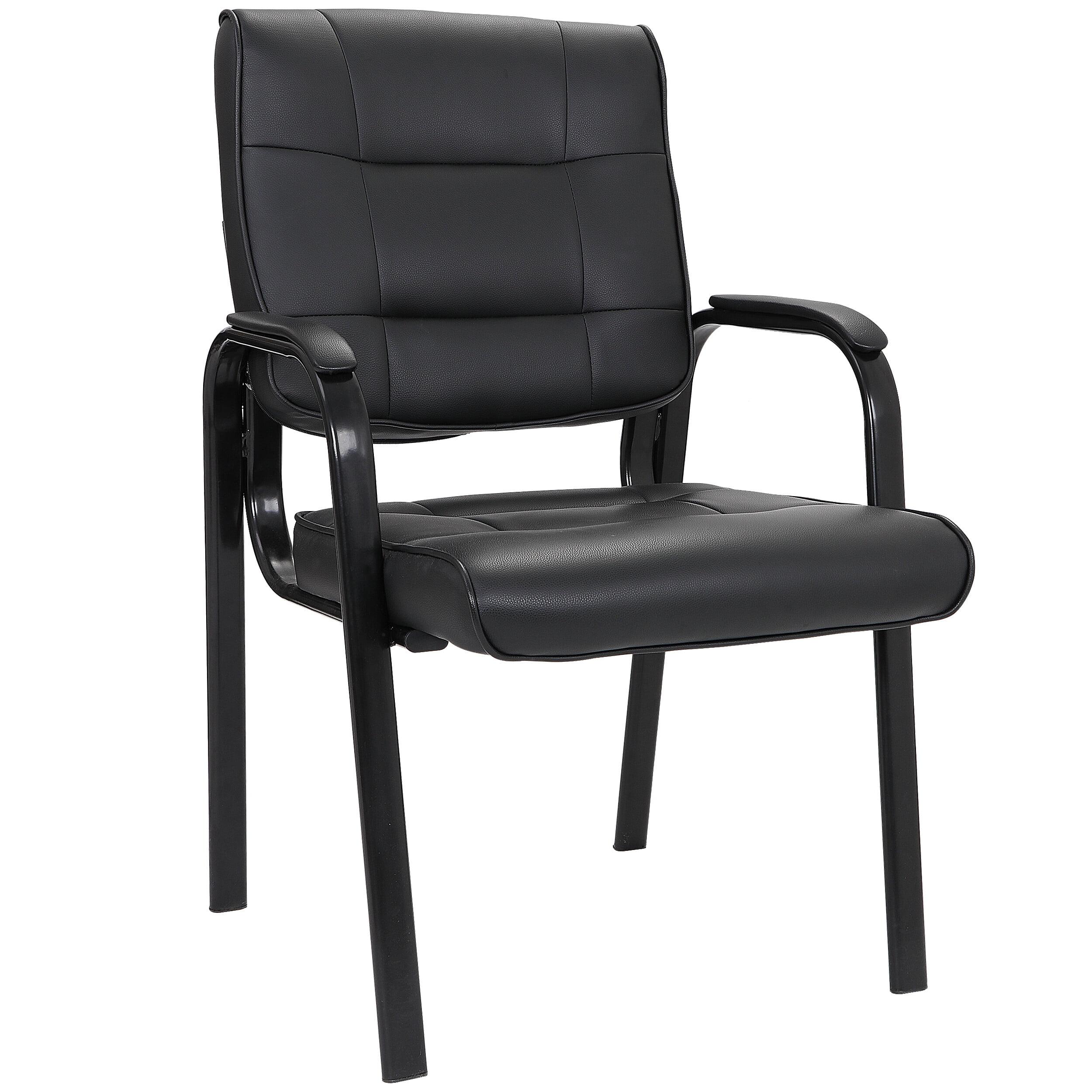 Flash Furniture Darwin Flash Fundamentals Black LeatherSoft Executive Reception Chair with Black Metal Frame