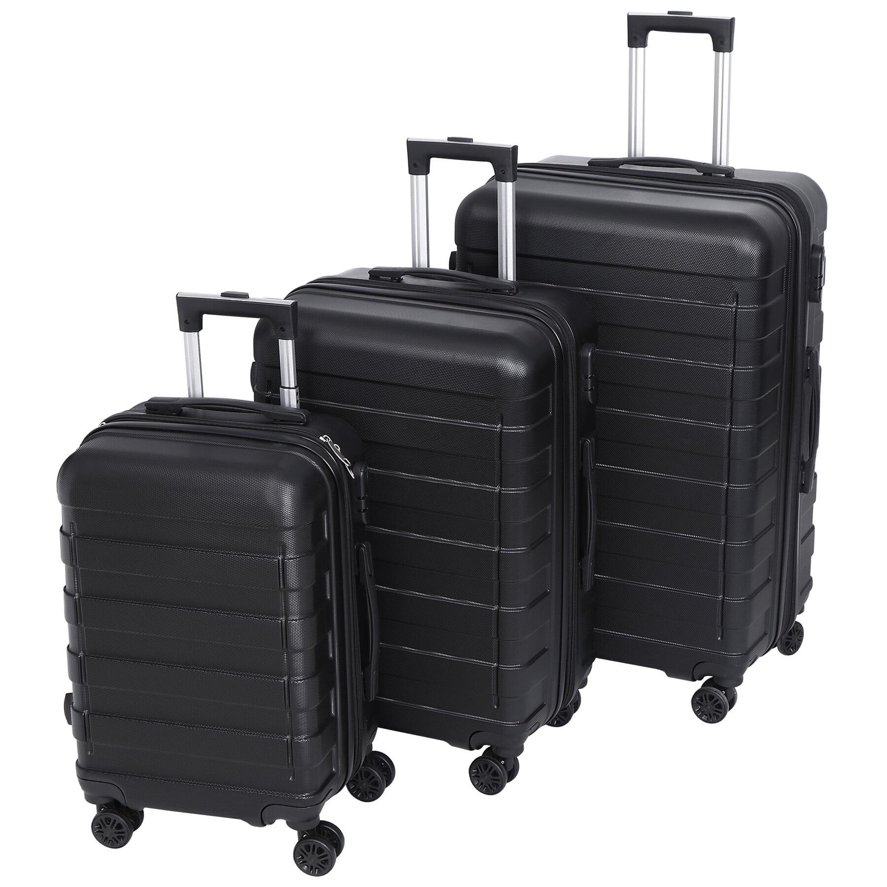 Black 3-Piece Hardshell Spinner Luggage Set with Built-In Lock