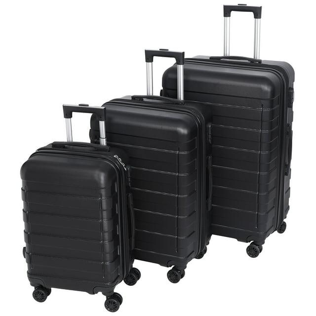 Luggage Set of 3, Suitcases with Spinner Wheels Hardside Expandable Luggage Suitcase Set with TSA Lock for Travel-Black