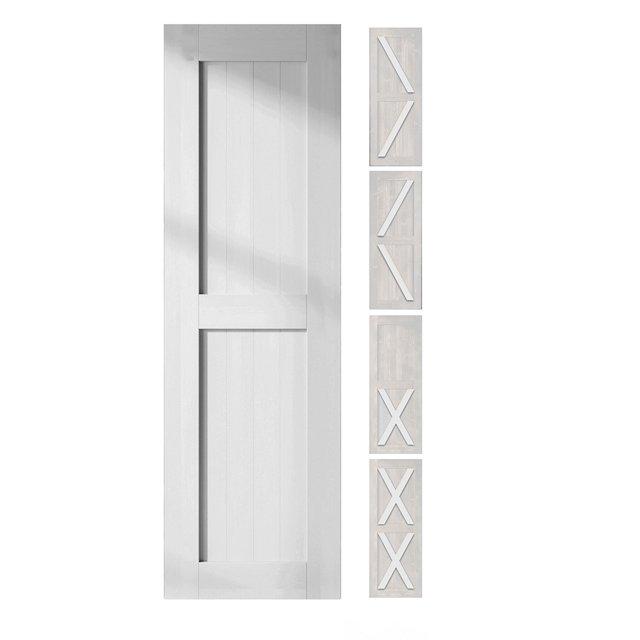 Homacer 80'' Solid Wood Barn Doors Semi-Gloss without Installation Hardware Kit Barn Door