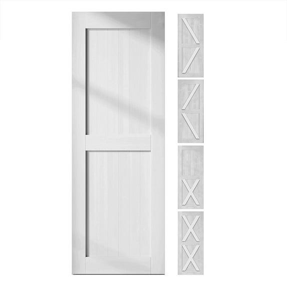 Homacer 80'' Solid Wood Barn Doors Semi-Gloss without Installation Hardware Kit Barn Door