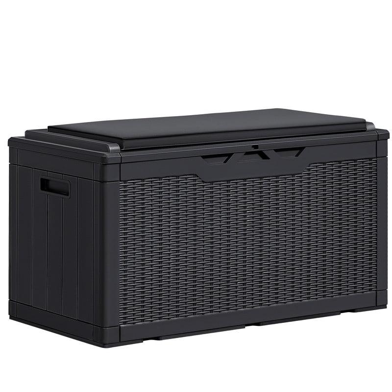Homall 100 Gallon Outdoor Patio Box Deck Plastic Resin Storage Box Backyard, Black