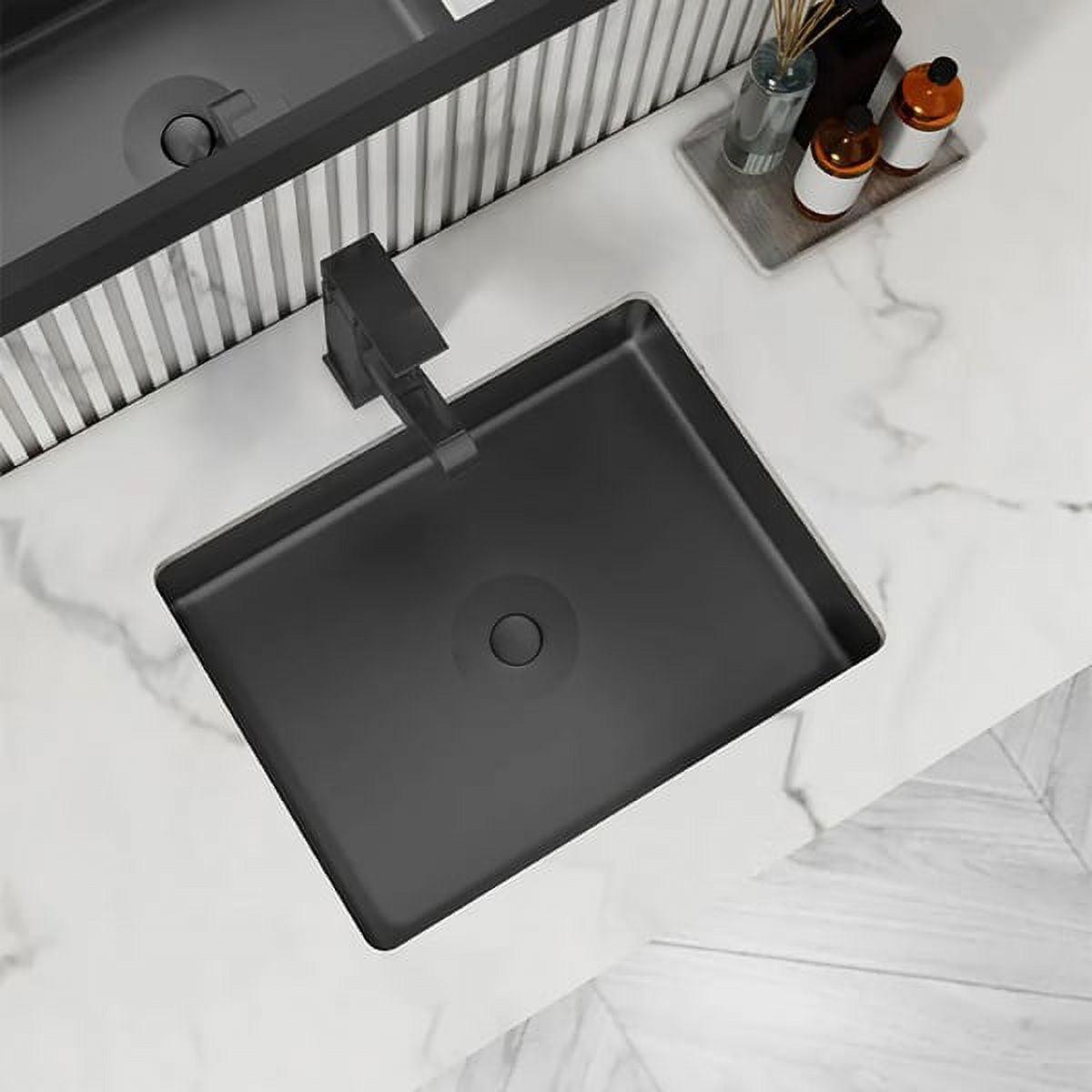 Black Modern Stainless Steel Rectangular Undermount Bathroom Sink