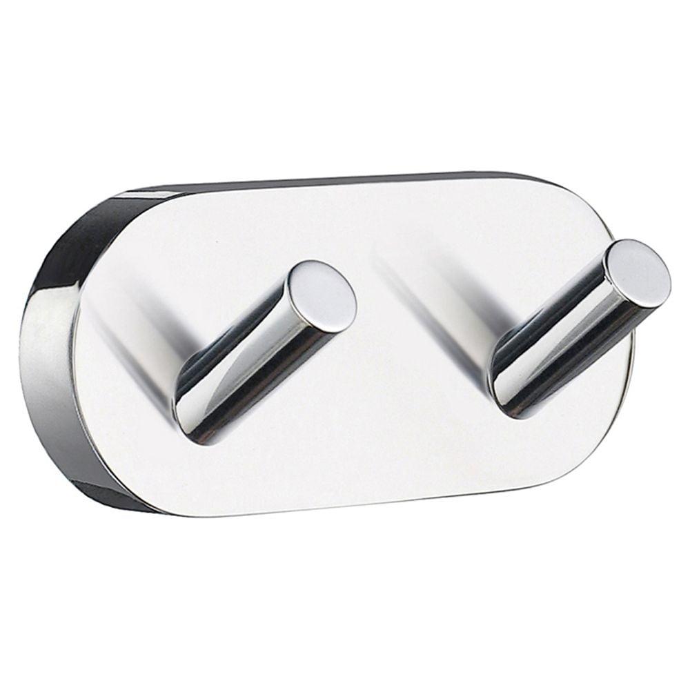 Polished Chrome Double Towel Hook with Concealed Fastening