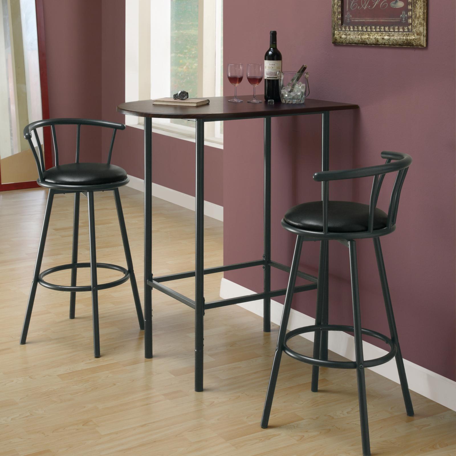 Contemporary Half-Moon Bar Height Table in Cappuccino & Black