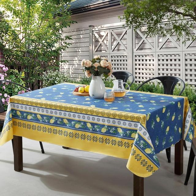 Home Bargains Plus French Country Lemon Grove 60 x 84 Inch Oval Vinyl Tablecloth with Flannel Backing