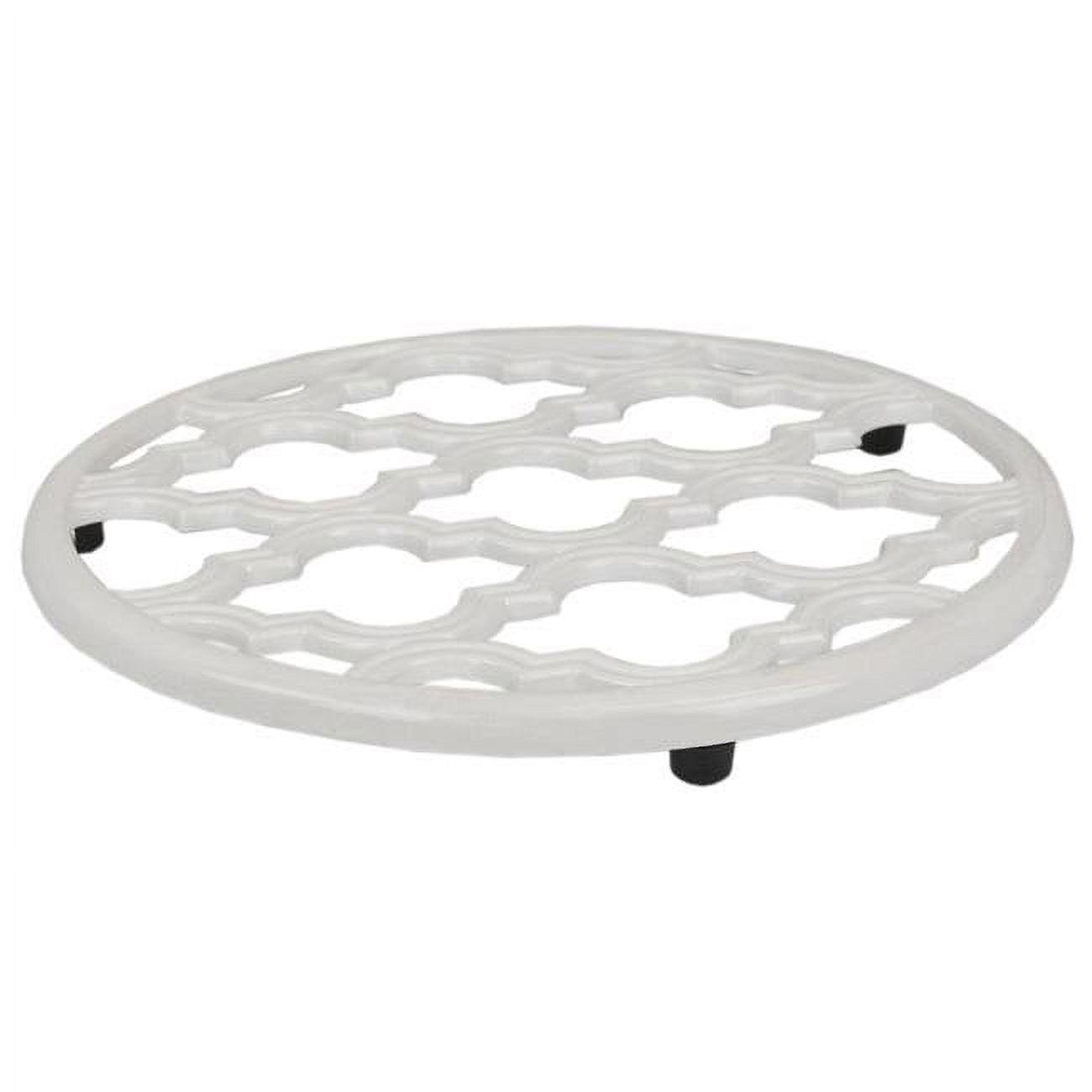 White Round Cast Iron Lattice Trivet