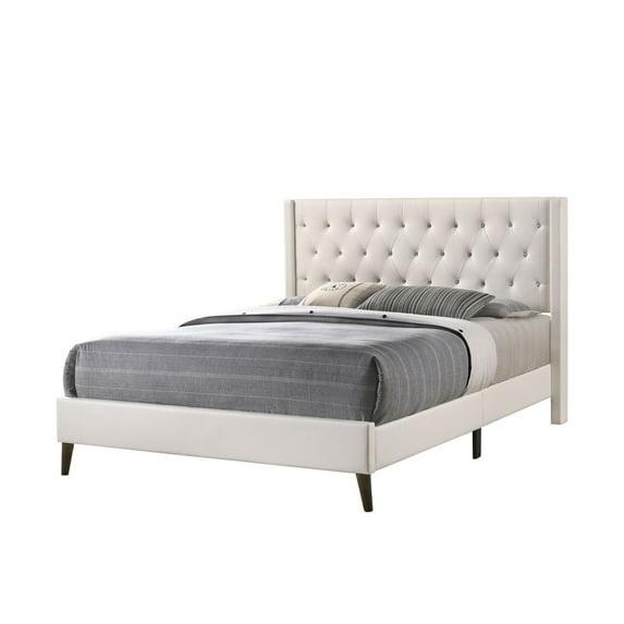 Passion Furniture Bergen White Queen Tufted Panel Bed