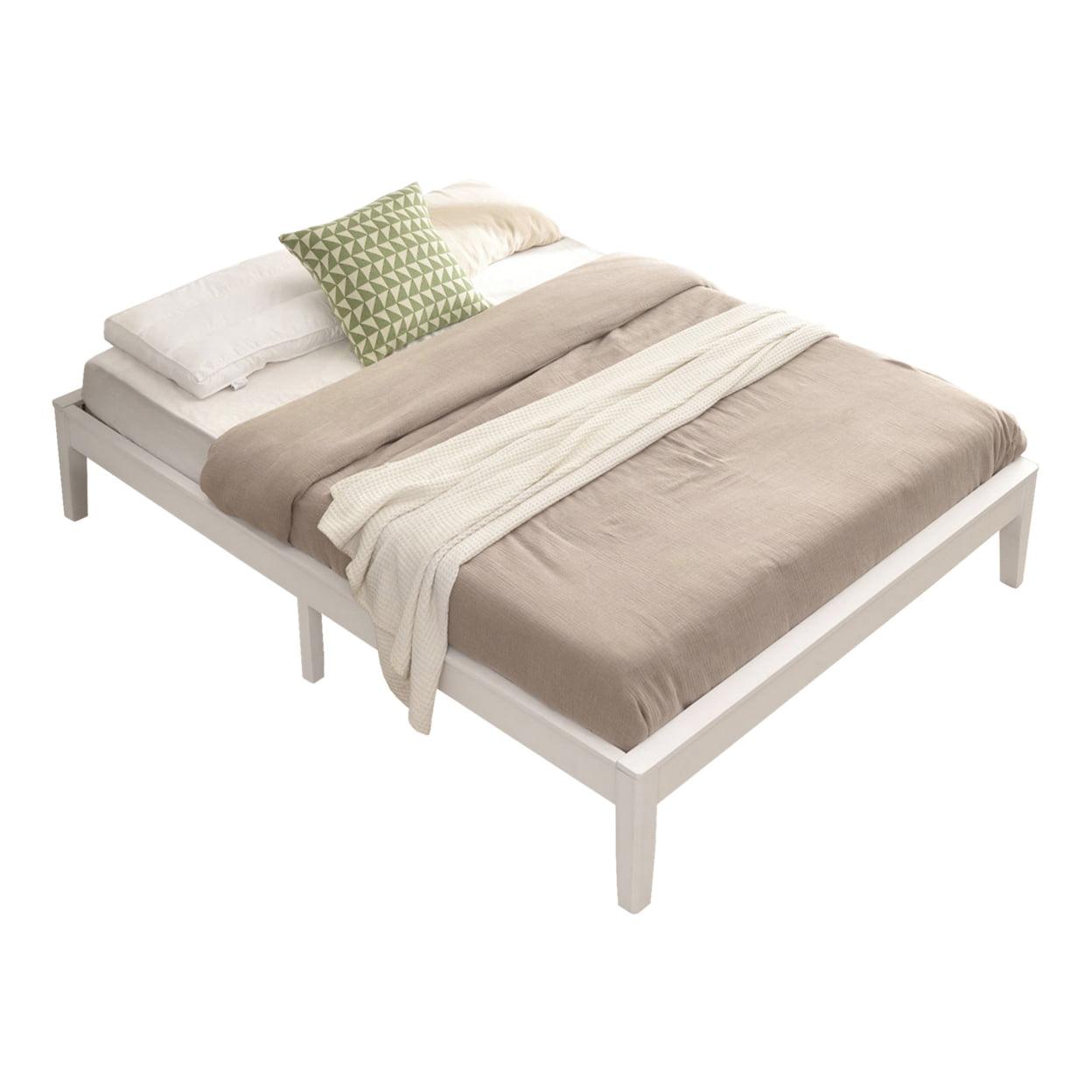 Stella Solid Pine Wood Full Platform Bed Frame - Modern White