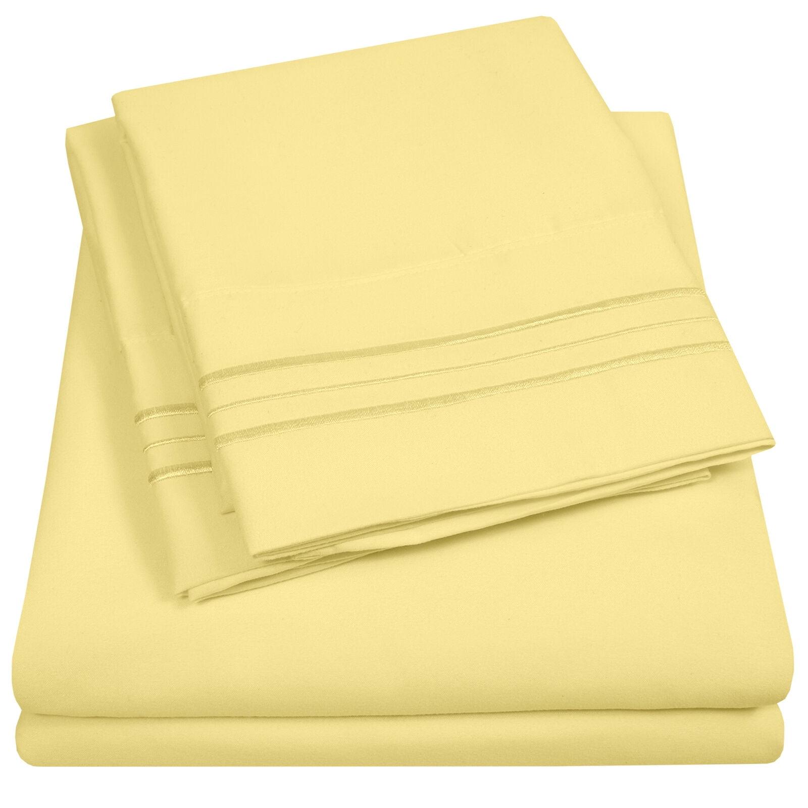 Pale Yellow Full Deep Pocket Microfiber Sheet Set