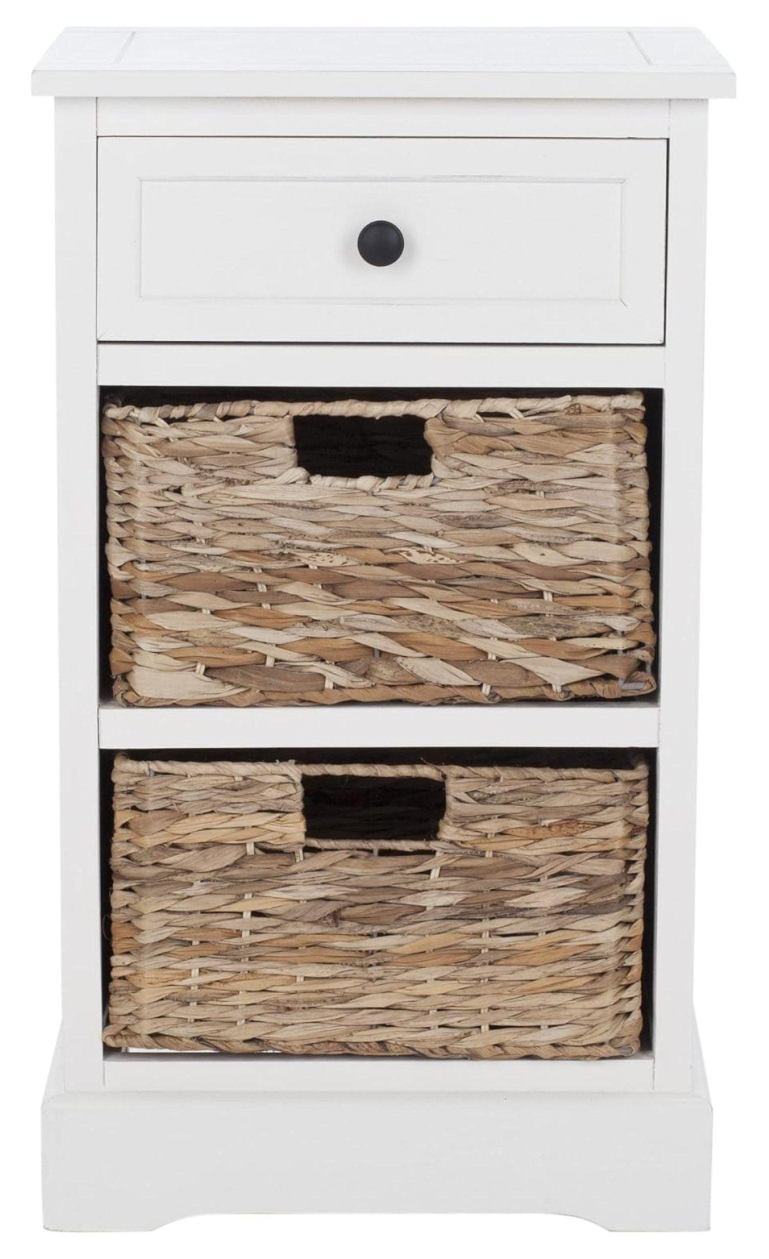 Carrie Side Storage Side Table - AMH5700C - Distressed Cream - Safavieh Couture