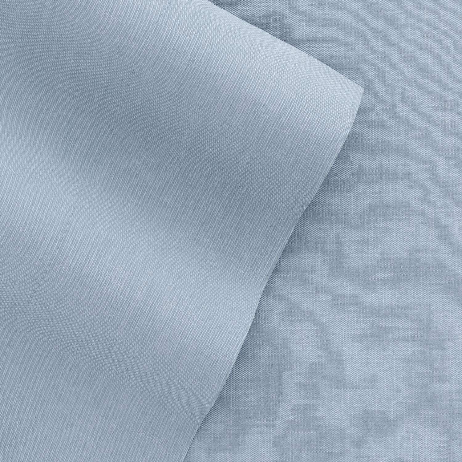 4-Piece Light Blue Solid Linen & Rayon from Bamboo Blend Queen Deep Pocket Bed Sheet Set